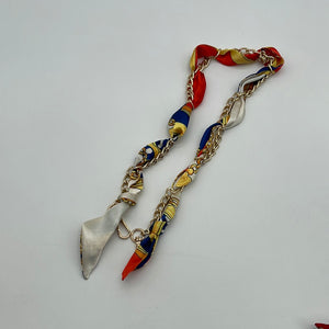 Red, Blue, and Yellow Twilly Scarf Chain Strap 20"