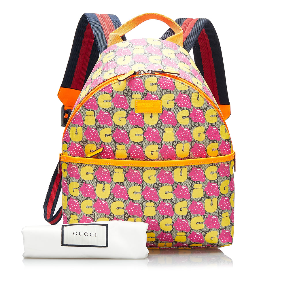 Preloved Gucci GG Supreme Kids Strawberry Backpack B5RDQZ 022824Y