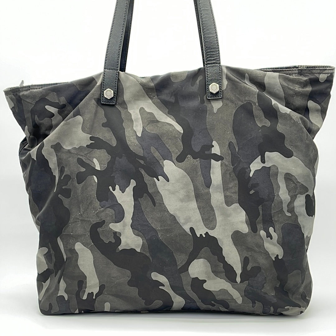 Preloved Blue Prada Camouflage Zip Tote 4Q3W7B4 041624 H