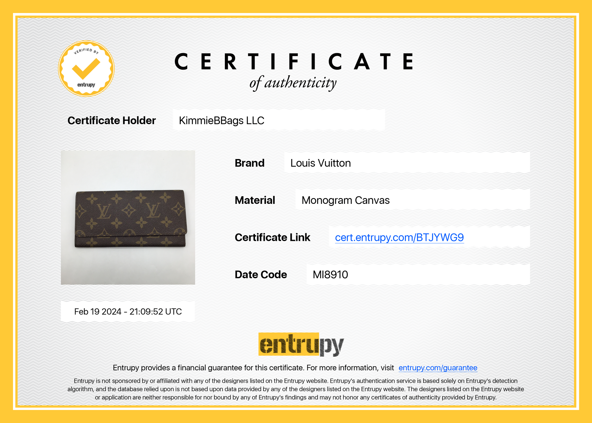 Preloved Louis Vuitton Monogram Checkbook Cover MI8910 022324 H