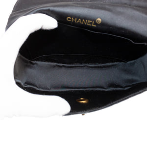 Preloved Chanel Black Satin Half Moon Flap WC2JQ4K 090924B