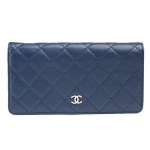 Preloved Chanel Navy Quilted Lambskin Long Bifold Wallet 7KV7D8W 090424B