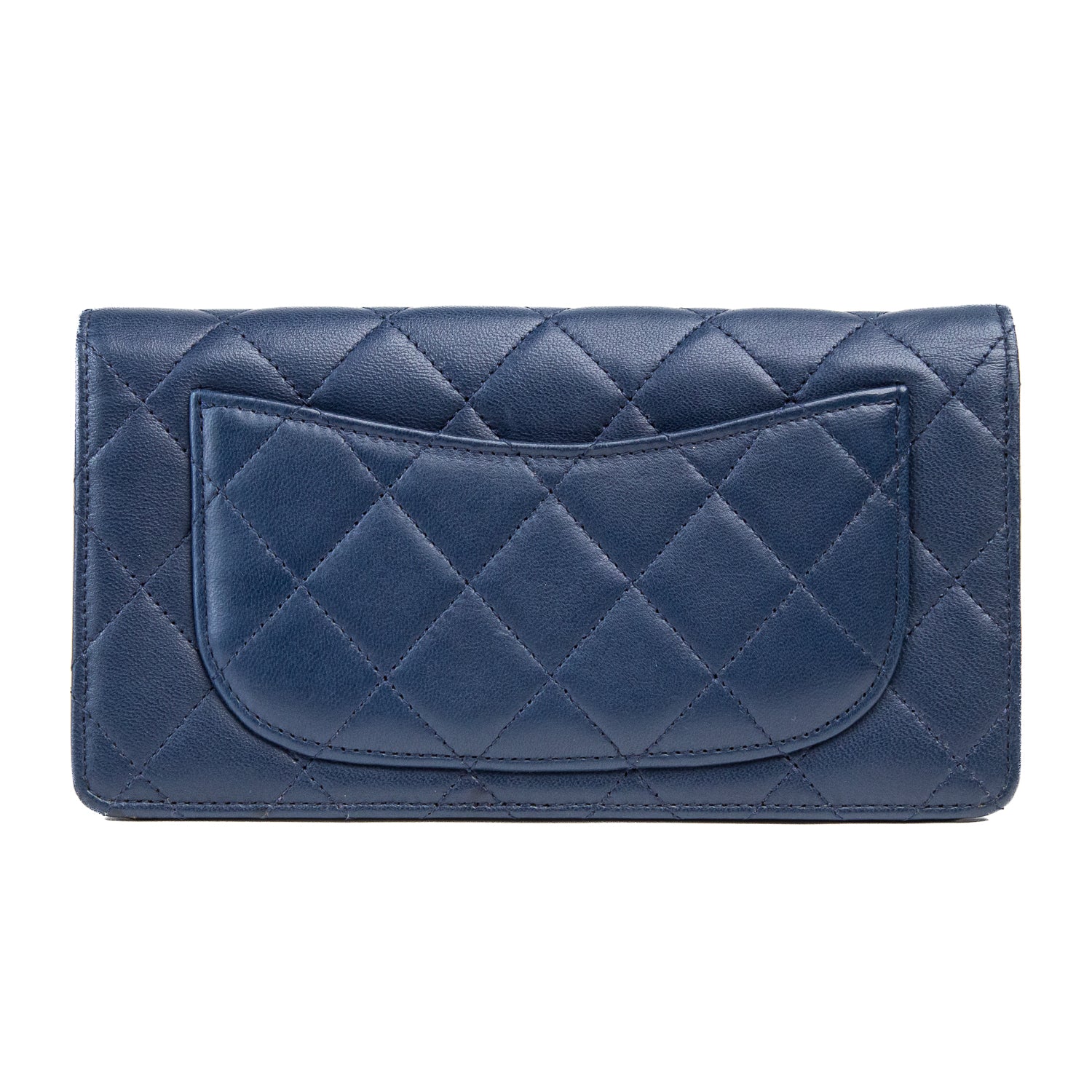 Preloved Chanel Navy Quilted Lambskin Long Bifold Wallet 7KV7D8W 090424B