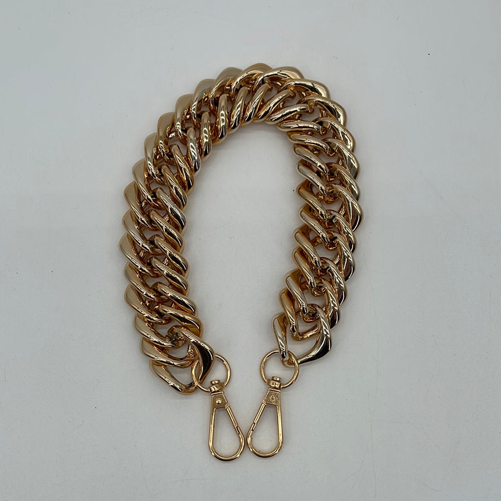 NEW CHUNKY BRAIDED GOLD CHAIN SHORT CHAIN - 15.5" - 012223