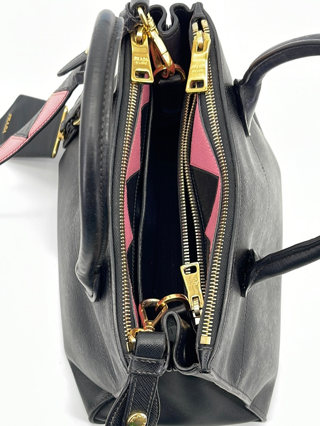 Prada Galleria Double Zip Tote Saffiano Leather Mini at 1stDibs