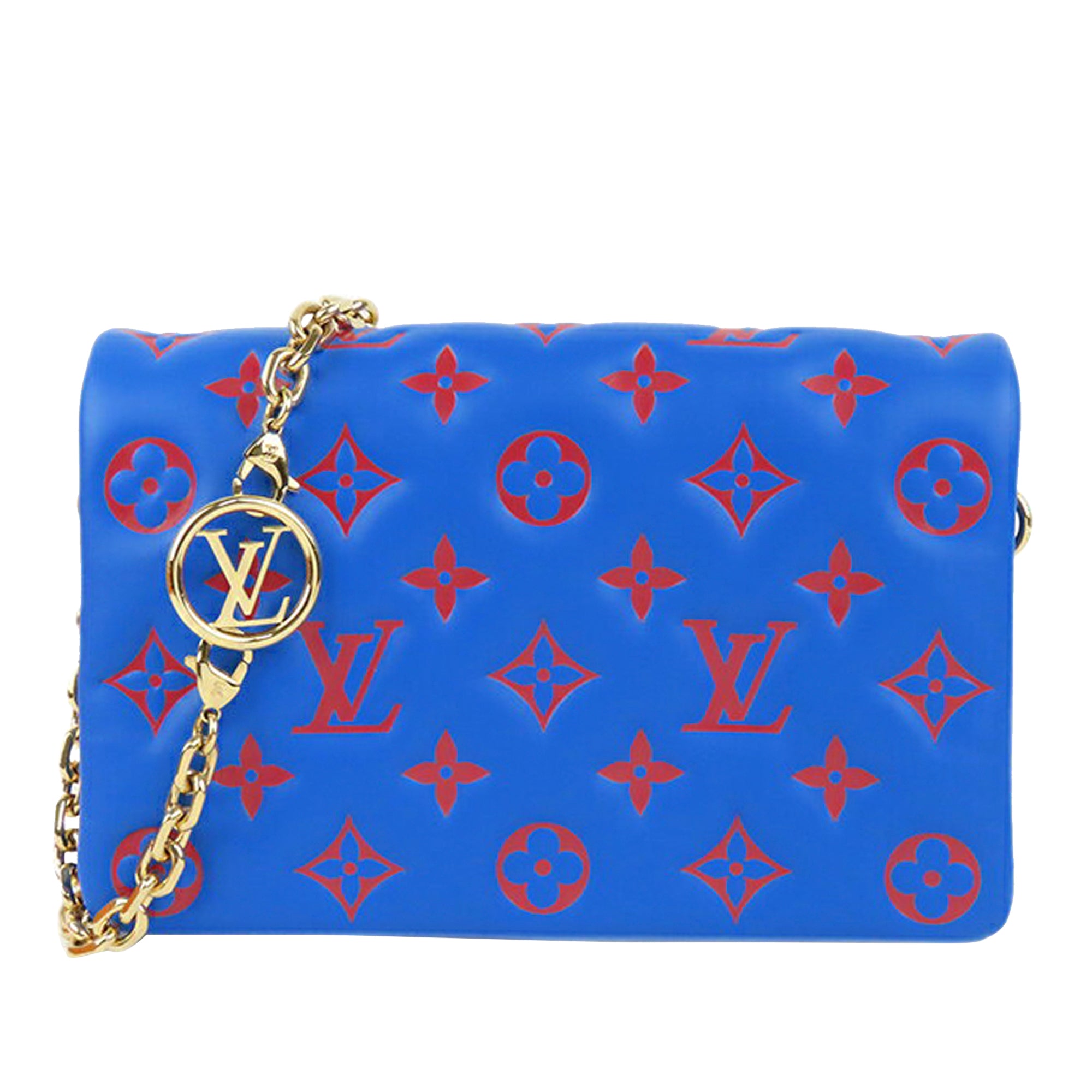 Louis Vuitton Pochette Coussin Blue/Red in Lambskin with Gold-tone