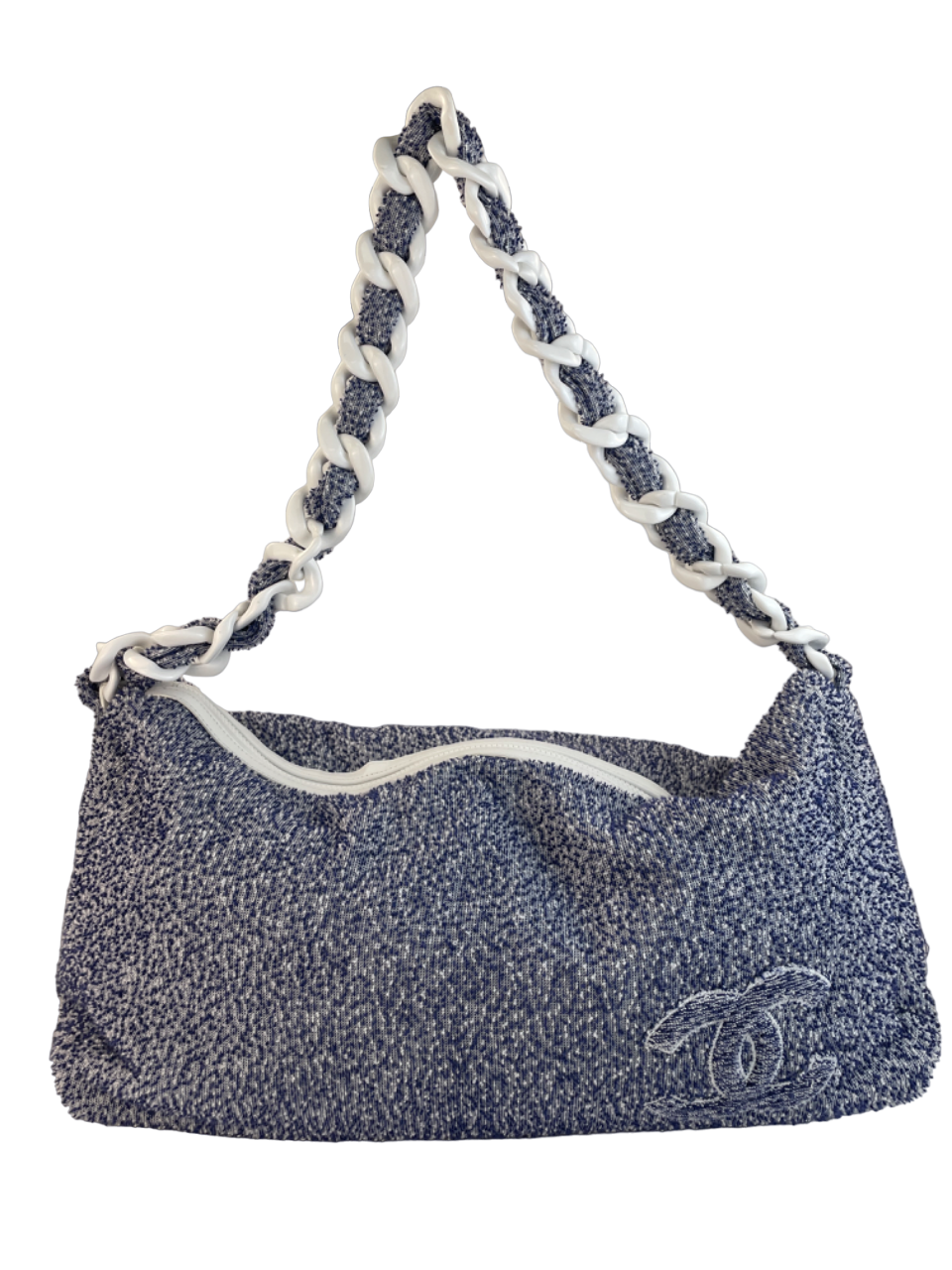 Chanel Blue Denim Medium Luxe Ligne Bowler Bag Chanel