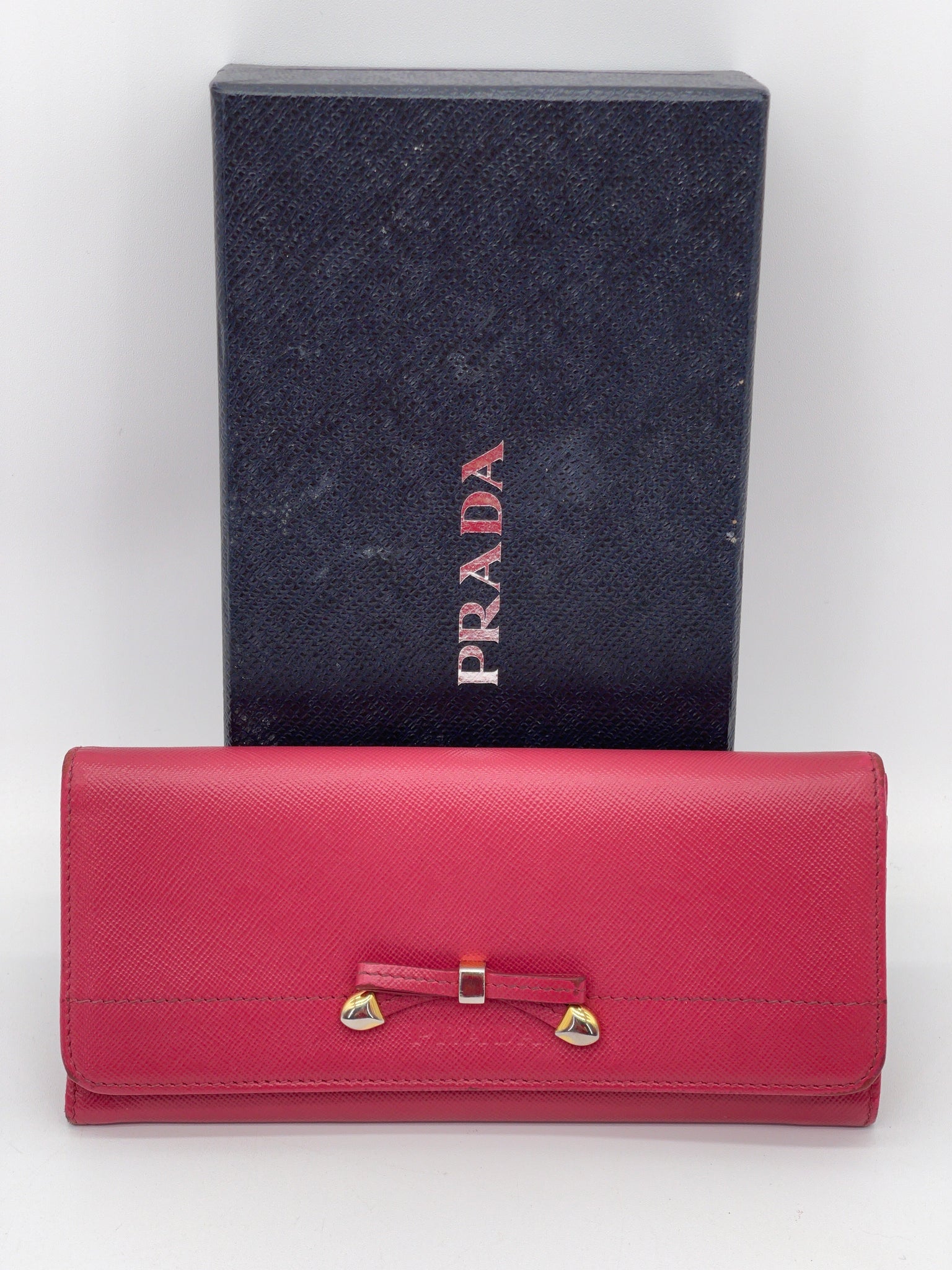 PRELOVED Prada Pink Saffiano Leather Bow Long Wallet. BRY263Y 082924 H