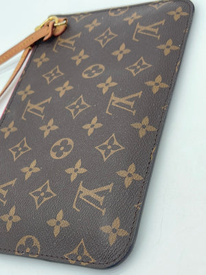 Preloved Louis Vuitton Neverfull Pouch GM Monogram Pouch with Tan