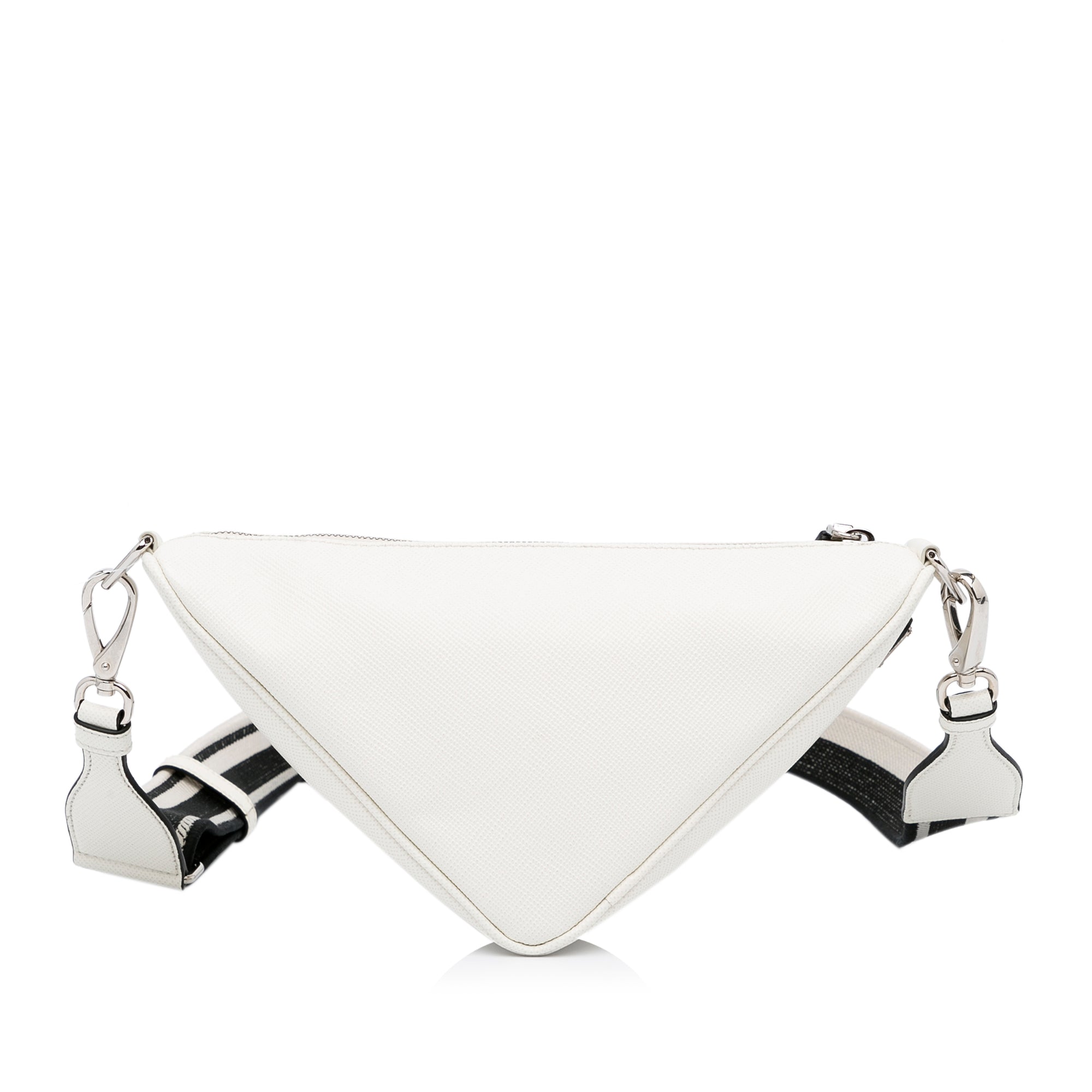 PRADA Saffiano White Leather Belt Bag WIth Chain Option