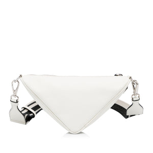 Prada White Leather Triangle Crossbody Bag