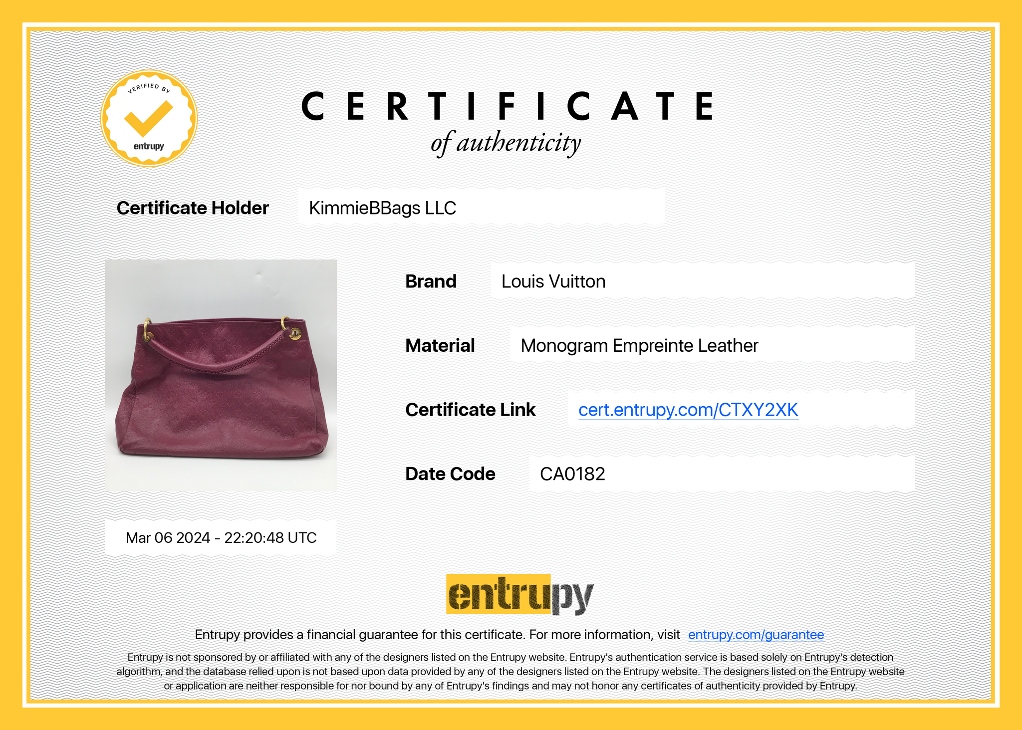 Preloved Louis Vuitton Artsy Raspberry Monogram Empreinte Leather MM Handbag CTXY2XK 030724 Y