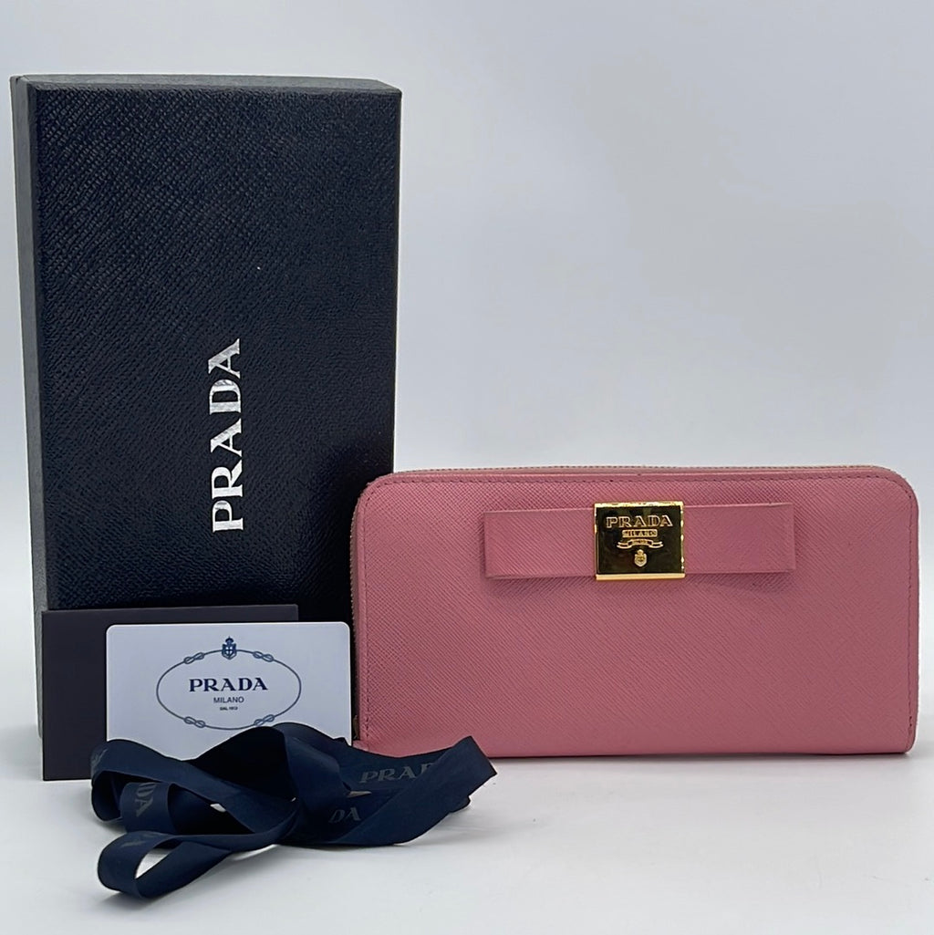 Preloved Prada Pink Bow Saffiano Leather Long Wallet RV4JJMR 052424 H