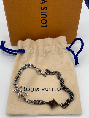 Preloved Louis Vuitton Men's Instinct Silver and Dark Silver Bracelet RM1211 H