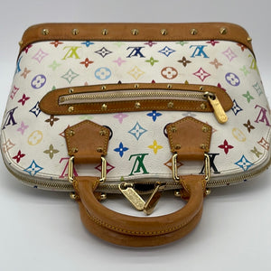 Louis Vuitton Alma Handbag in Multicolor and White Monogram Canvas and