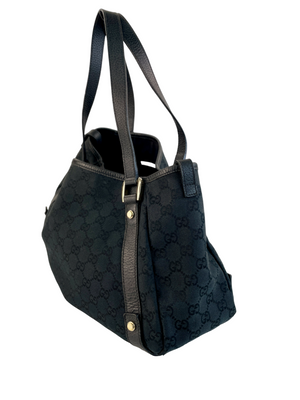 Gucci Abbey Pocket Medium GG Denim Tote Bag Black