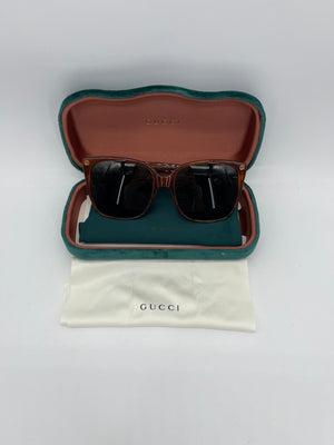 Preloved Gucci Brown Square GG Sunglasses with Case GG0022S 072524 P