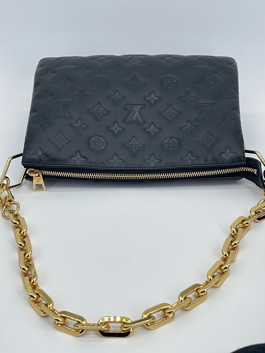 LOUIS VUITTON COUSSIN PM BLUE RED LAMBSKIN LEATHER GOLD CHAIN