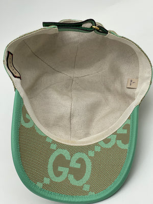 Preloved Gucci Jumbo GG baseball Hat in Beige/ Mint Green Canvas. Size Large, 58Cm. 735011601491 120224 P