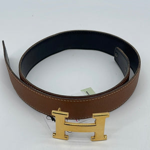 PRELOVED HERMES reversible Brown Leather Belt Square F 050724 H 50% OFF LIVE SHOW