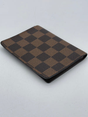 LOUIS VUITTON Damier Ebene Brown Card Case Wallet