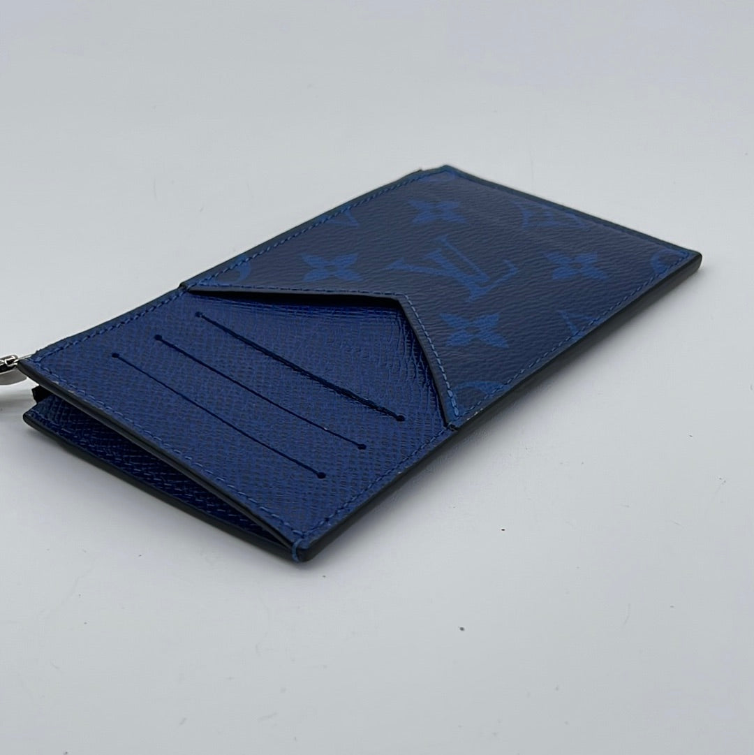LOUIS VUITTON Coin Card Holder Case M30785 Denim Blue Taigarama Monogram