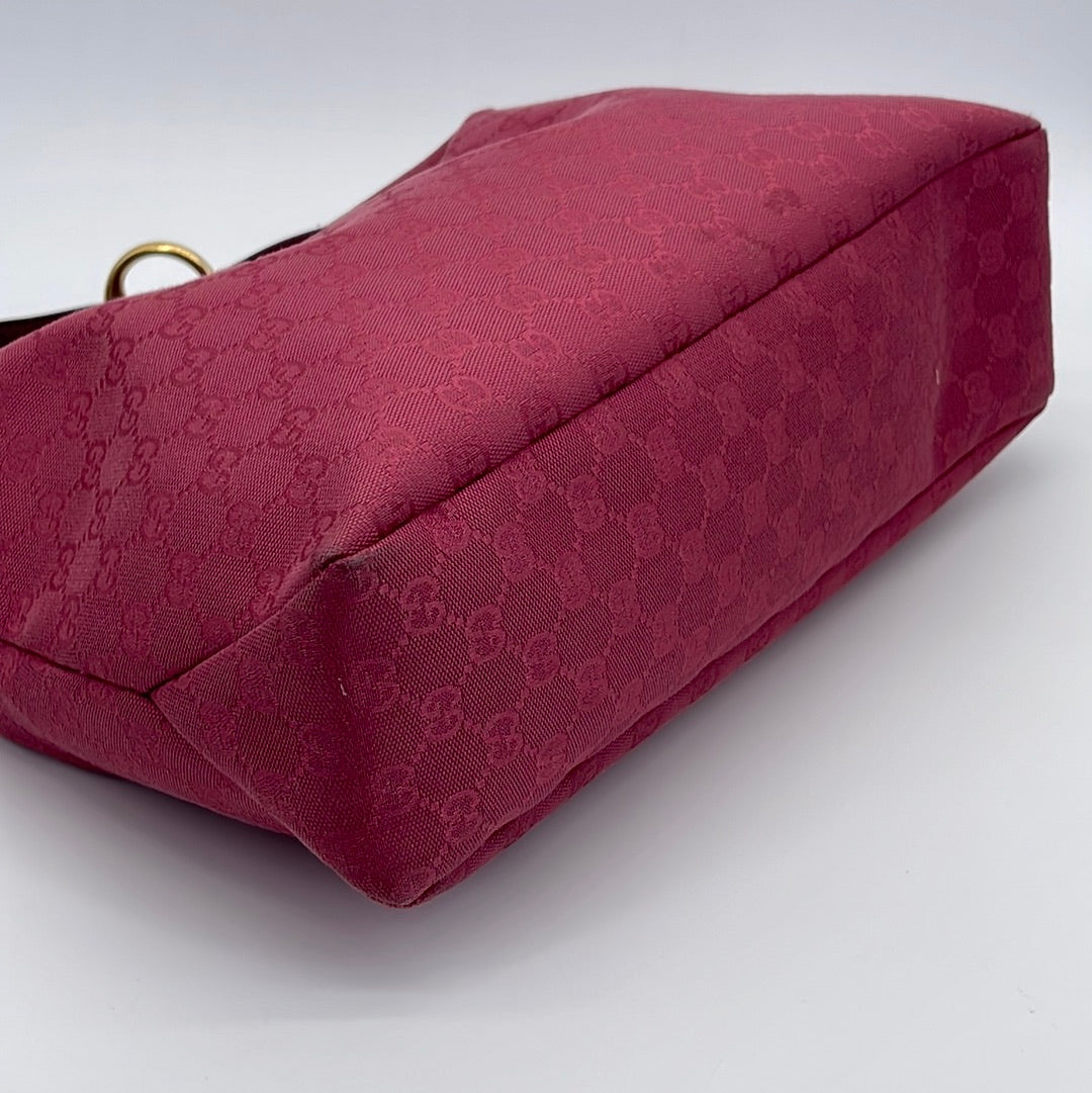 Gucci Pink Classic Monogram Canvas Horsebit Clutch Bag with Chain., Lot  #75070