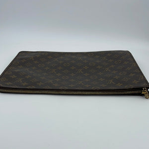 LOUIS VUITTON Monogram Brown Poche Documents Briefcase Clutch