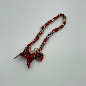 Red, White, and Gold Twilly Scarf Chain Strap 20"