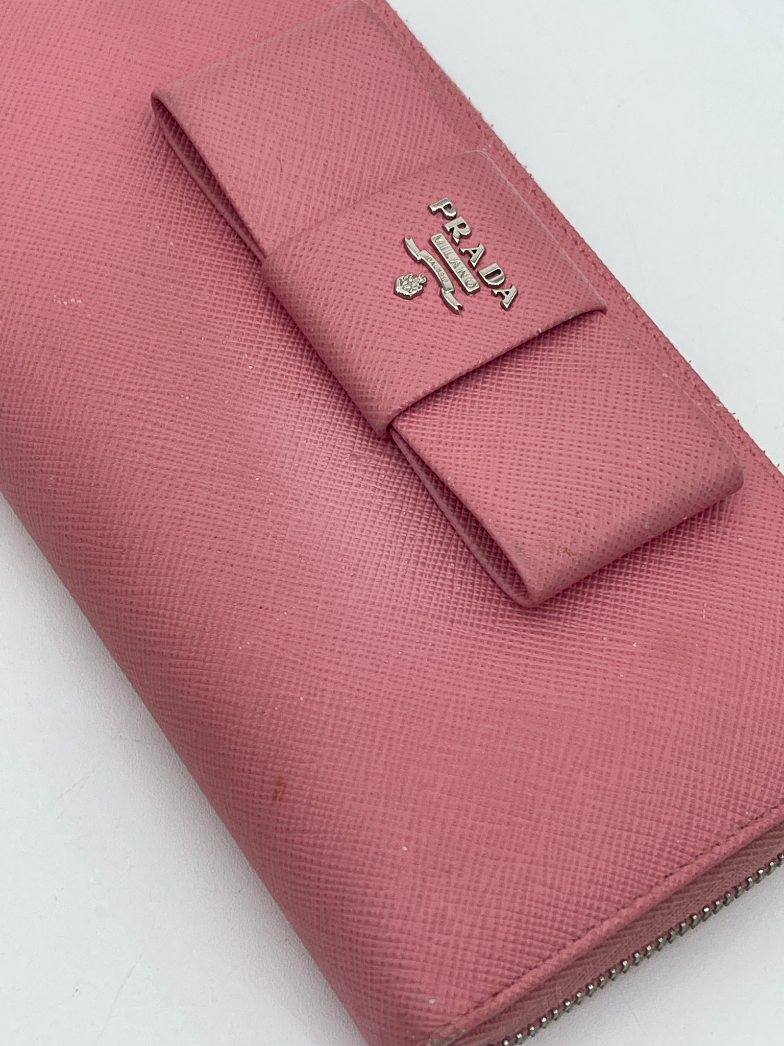 Preloved Prada Pink Saffiano Leather Bow Wallet 8V6HVDT 070824 G