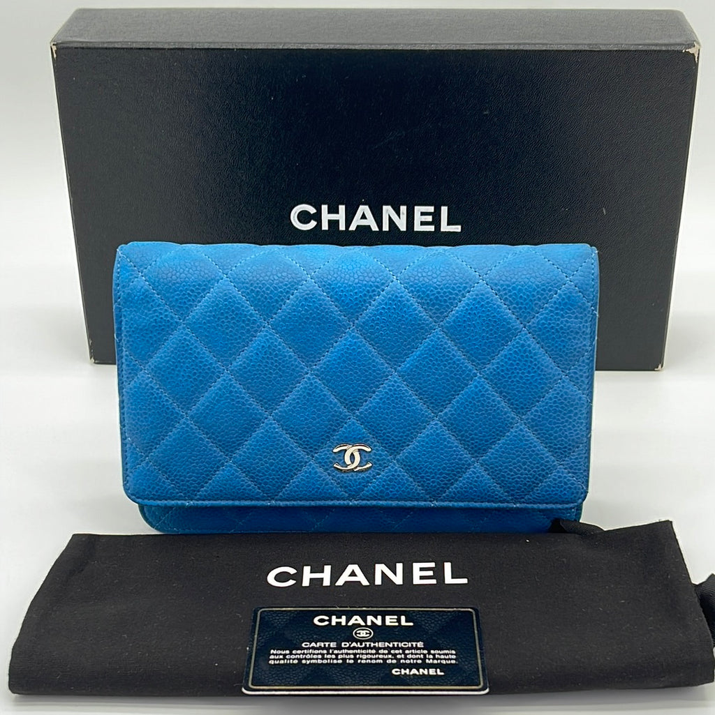 Preloved Chanel Blue Quilted Leather Wallet on Chain GR9YDCQ 052424 P