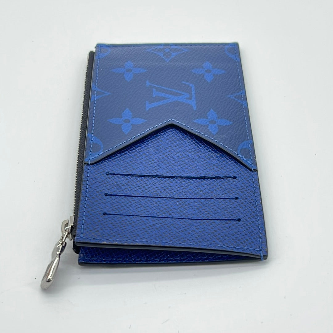 Louis Vuitton Coin Card Holder Monogram Taigarama Blue 2348871
