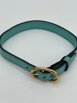 Preloved Gucci Teal Leather Pet Collar 072324 H