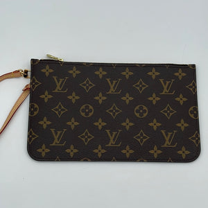 Preloved Louis Vuitton Neverfull Pouch GM Monogram Pouch with Tan