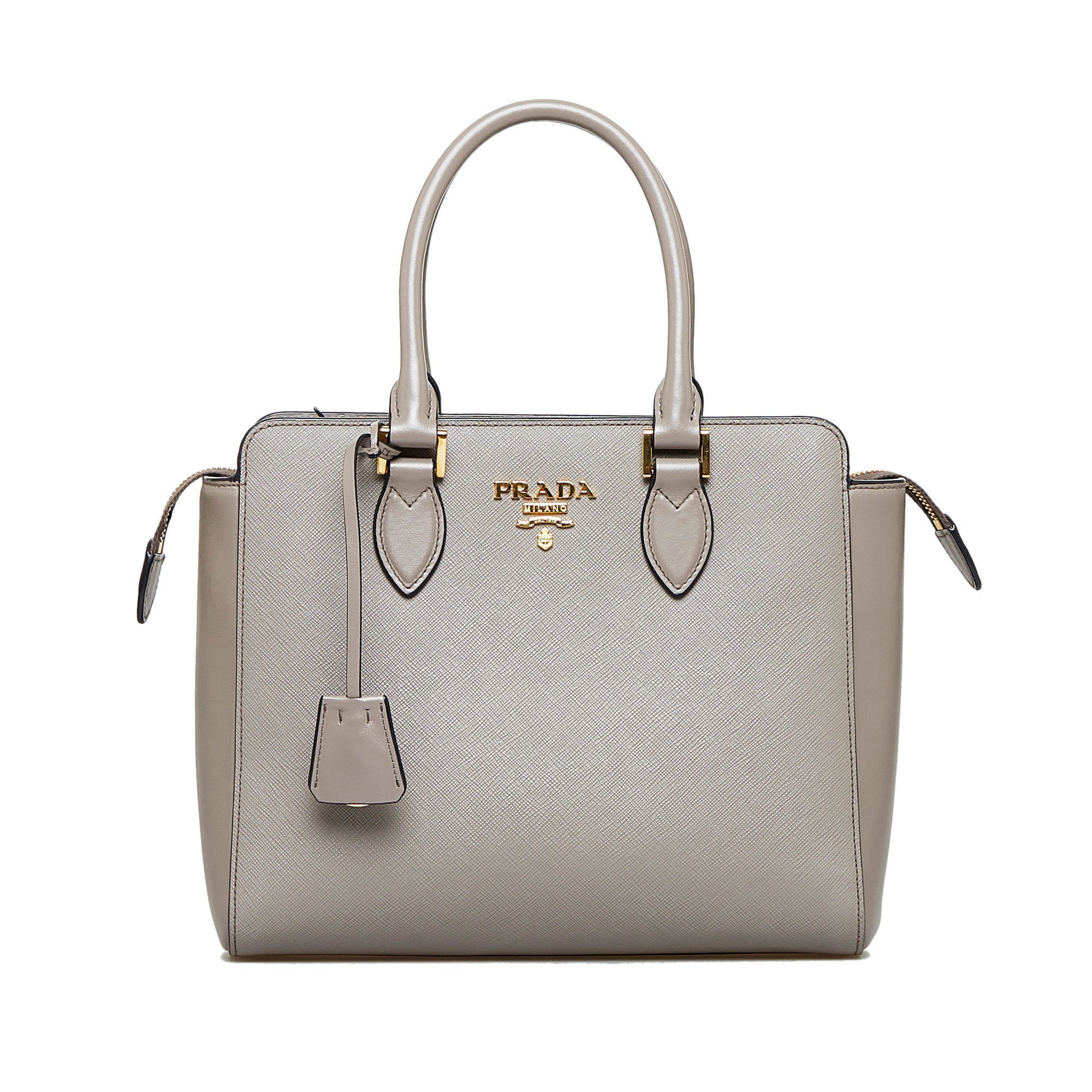 Prada Argilla Saffiano Lux Leather Satchel Handbag