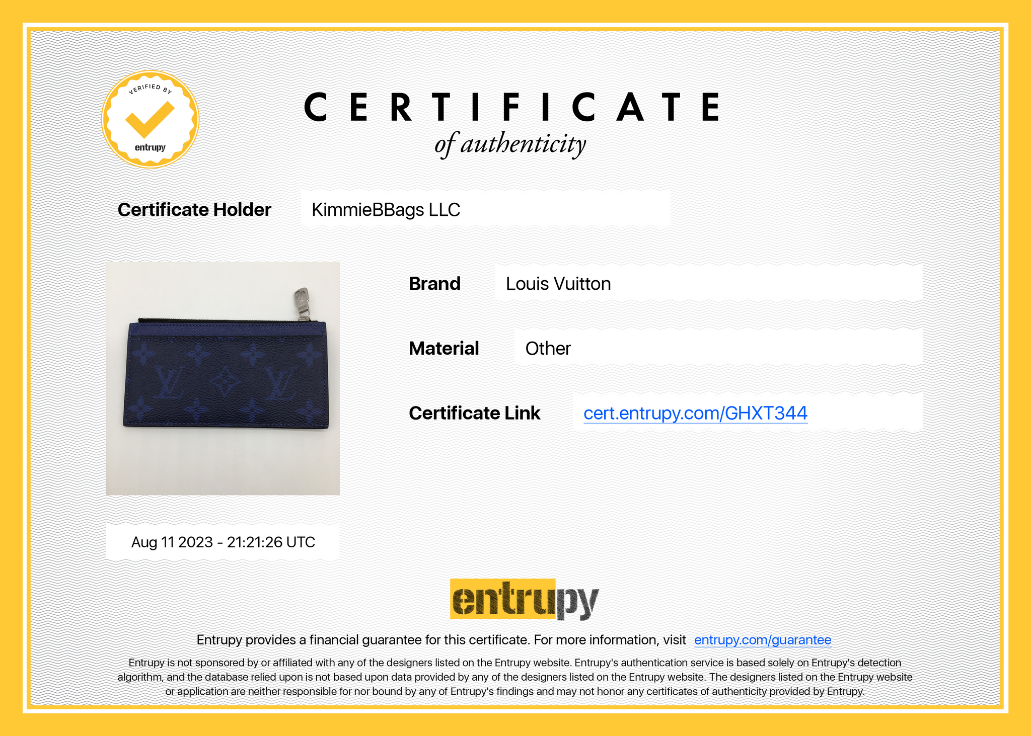 Louis Vuitton Coin Card Holder Monogram Taigarama Blue 21663379