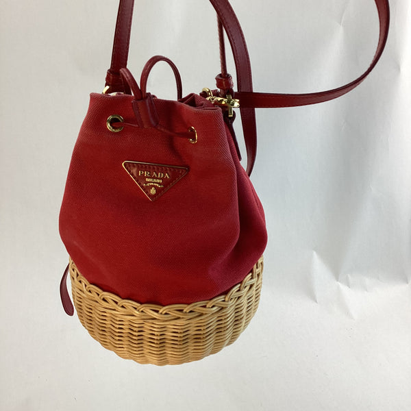 Prada bucket clearance bag red