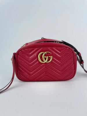 Gucci Red GG Marmont Matelasse Small Shoulder Bag