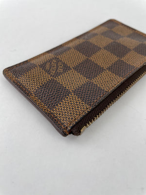 Louis Vuitton Folding Wallet Damier Coin Case Brown Leather