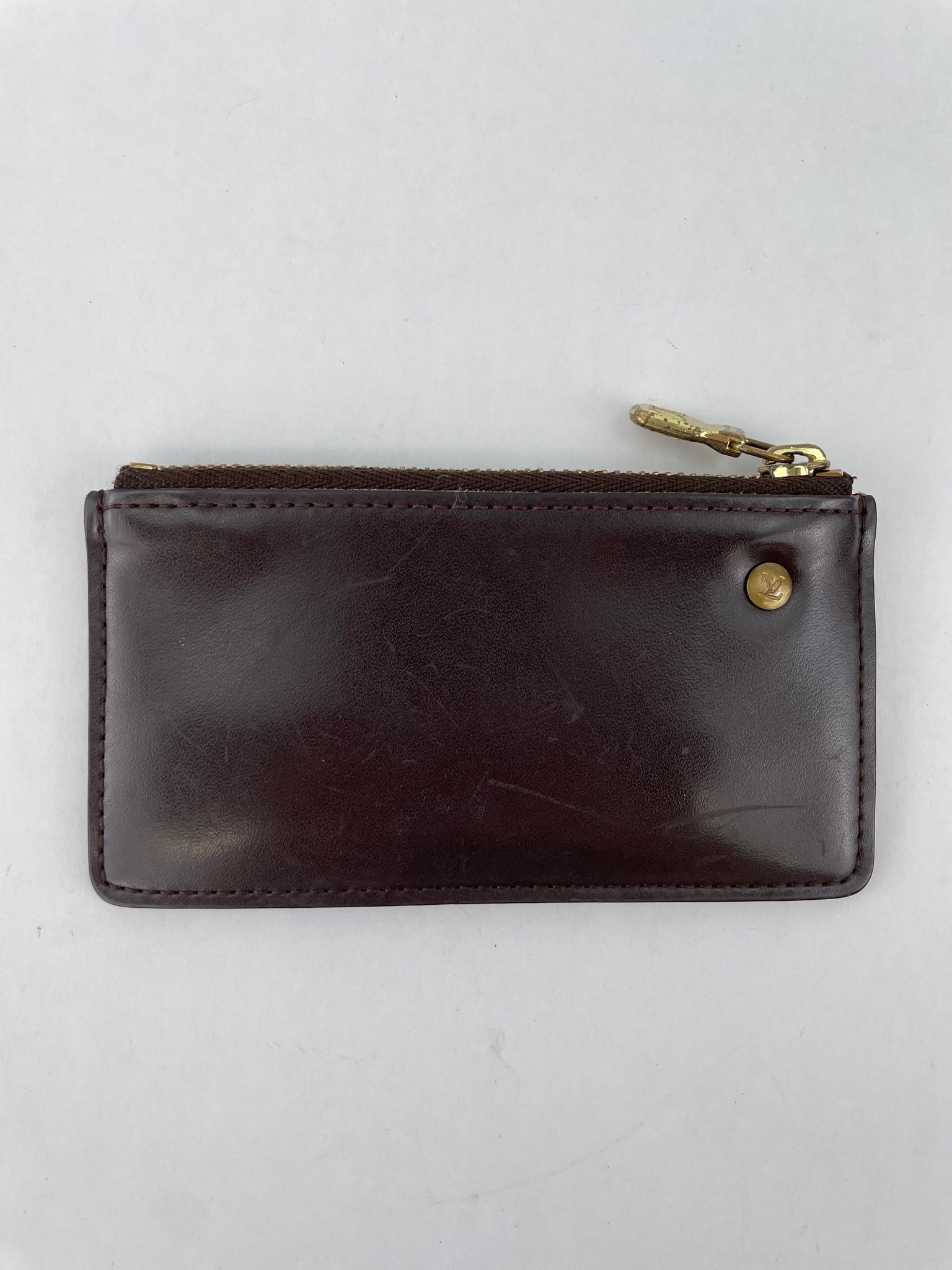 Authentic Louis Vuitton Damier Ebène Key Cles Pouch Coin Purse Wallet Used