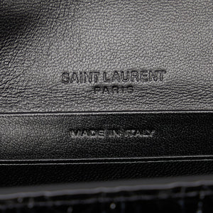 Preloved Saint Laurent Black Crocodile Embossed Leather Uptown Wallet on Chain RT6VJ6Y 081524 Y