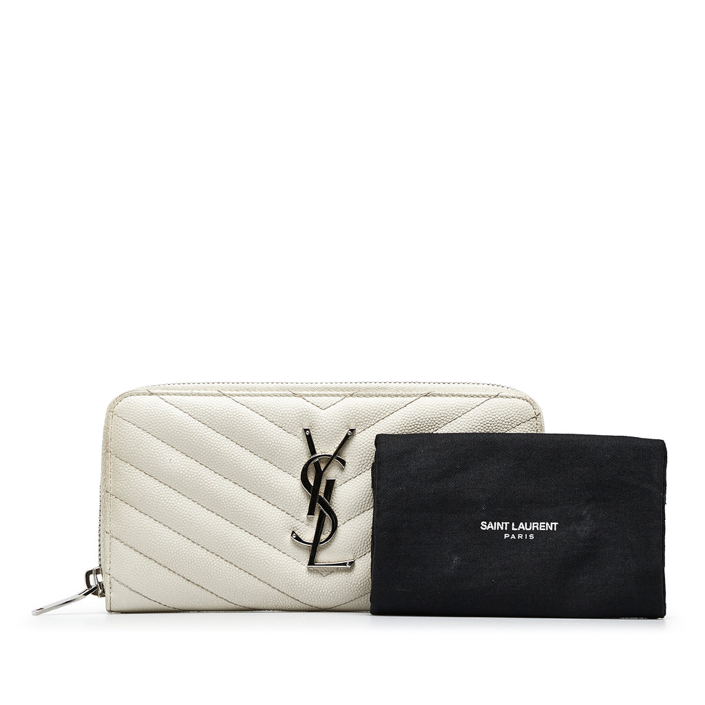 Preloved Saint Laurent Monogram Ivory Zip Ivory Around Long Wallet 8GJ7TYR 051424Y