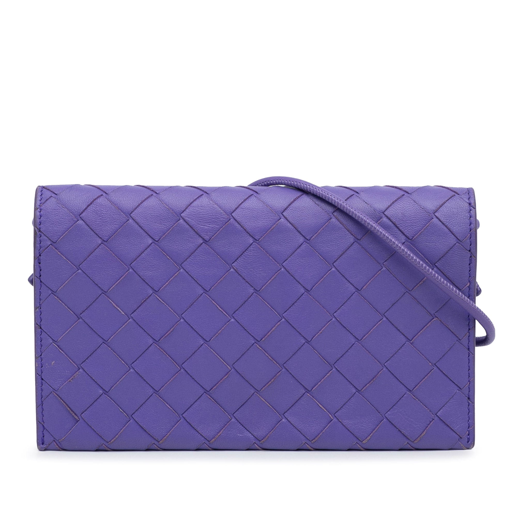 Y Preloved Bottega Veneta Purple Intrecciato Wallet On Strap K3XHDVQ 051424