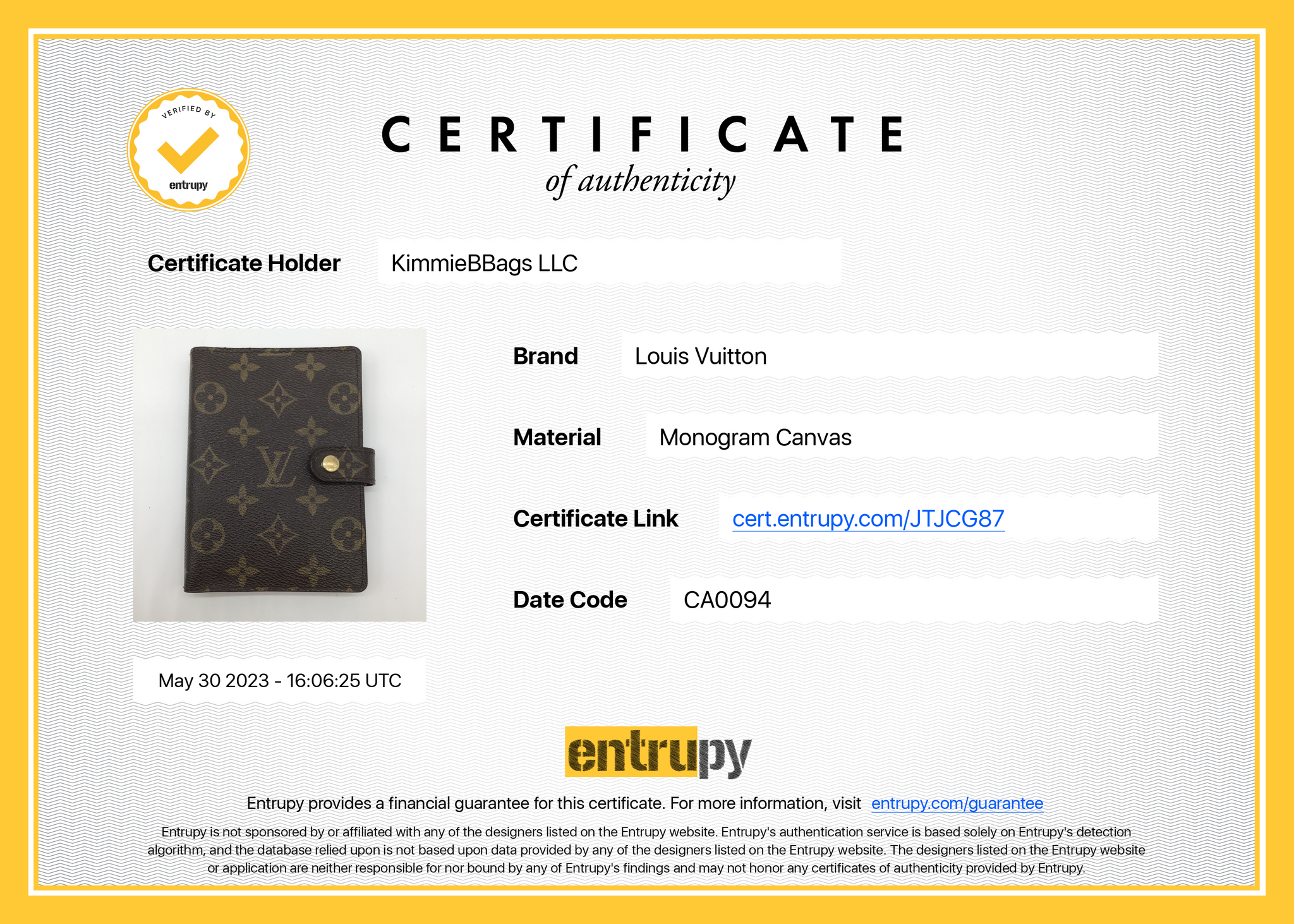 Louis Vuitton agenda pm Monogram CA0070