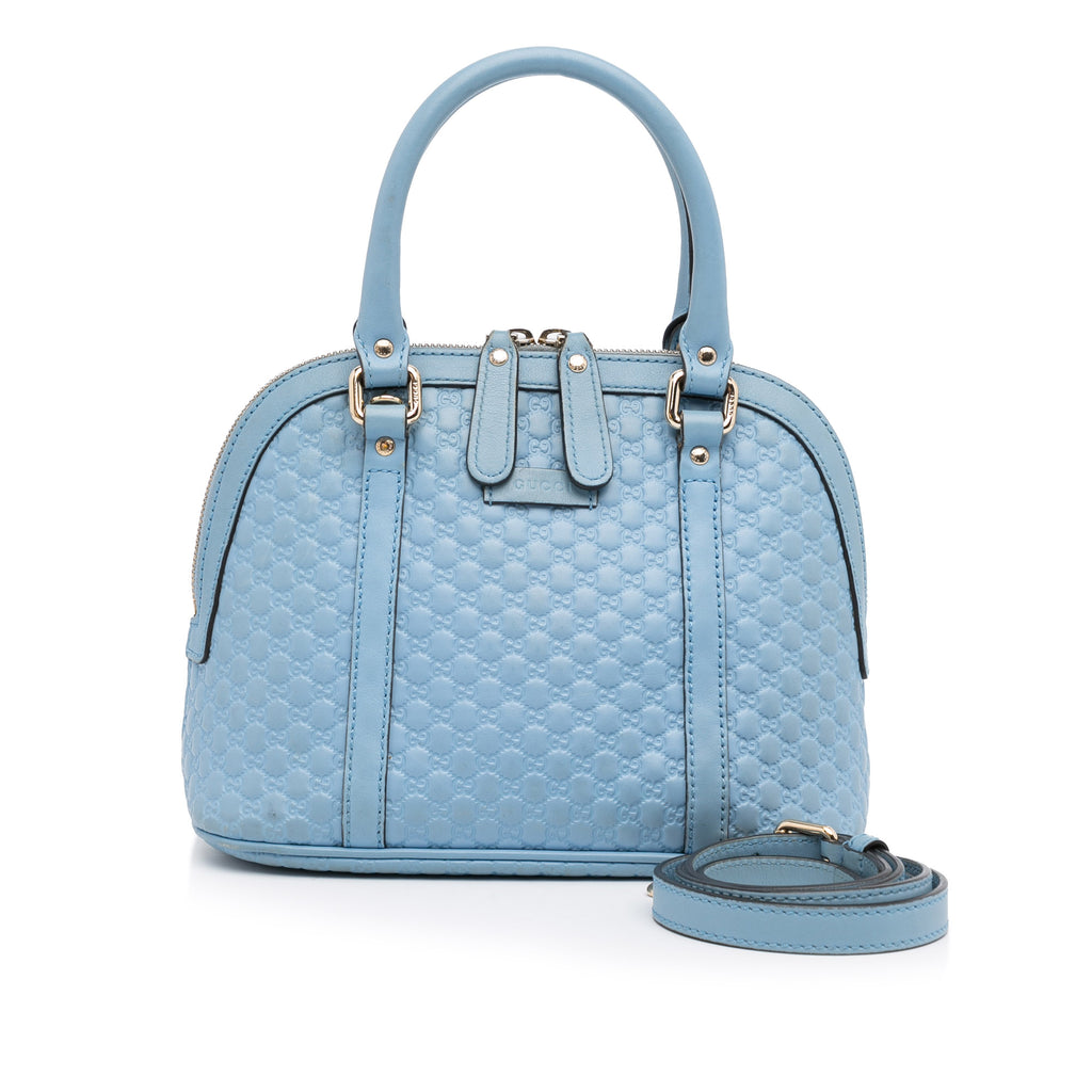 Preloved Gucci Light Blue GG Microguccissima Leather Convertible Dome Satchel 449654493075 081524 Y