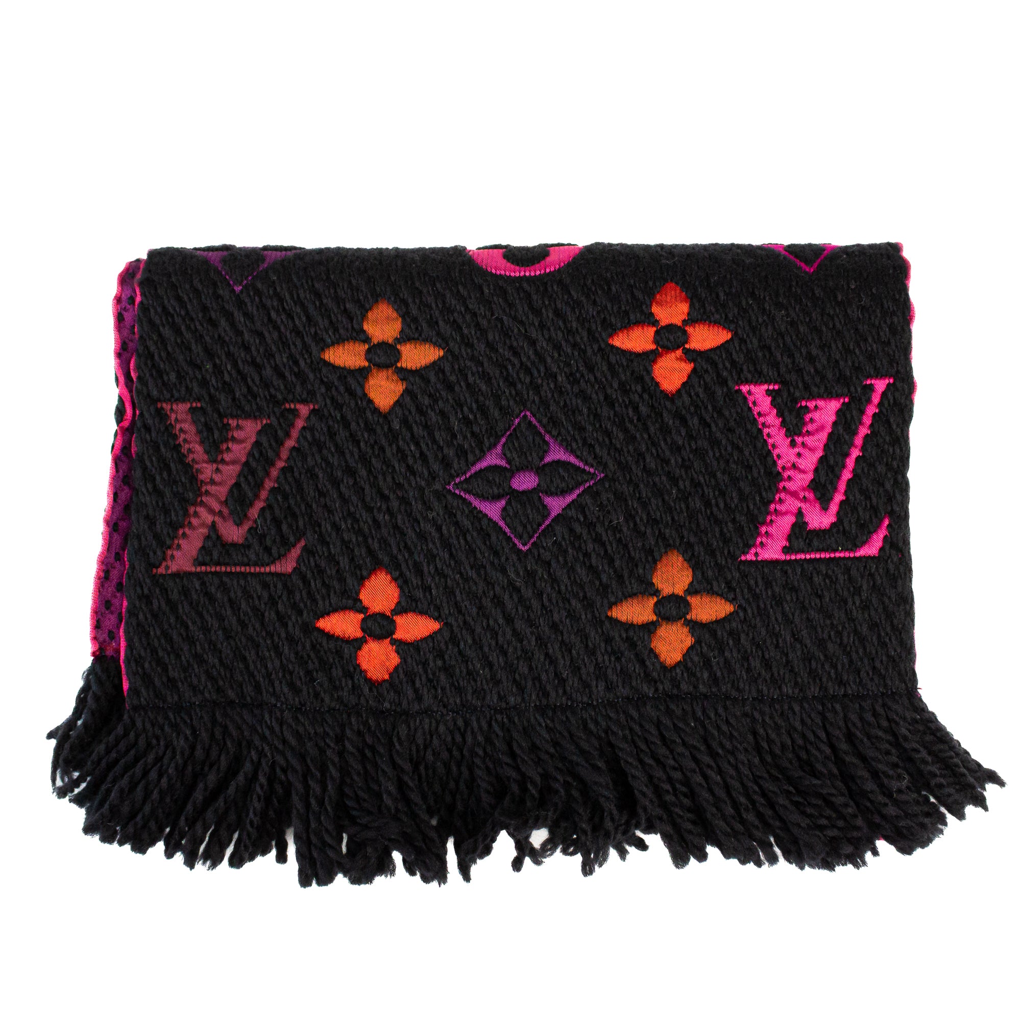 Preloved Louis Vuitton Logomania Rainbow Wool Scarf L24020665 061624B $500 OFF Live Show Sale