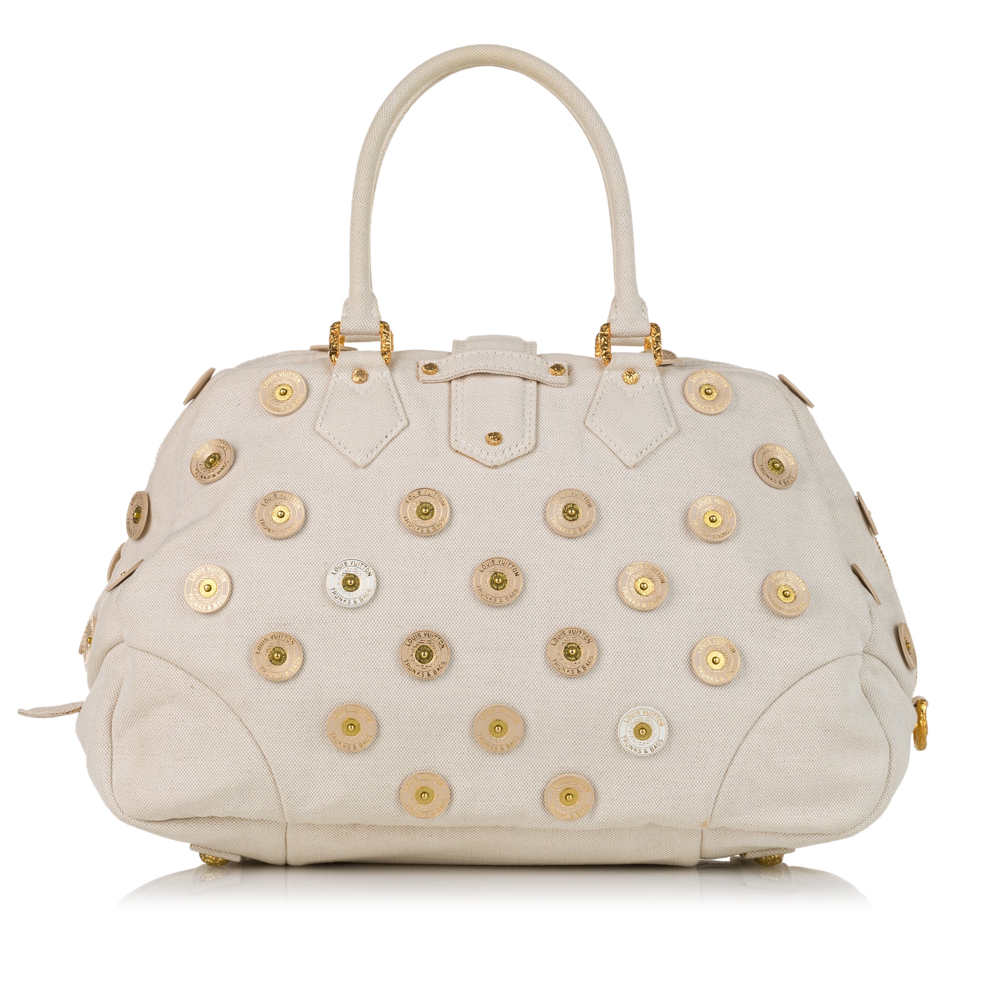 Louis Vuitton Brass Bowly Polka Dot Panama Bag - Neutrals Handle