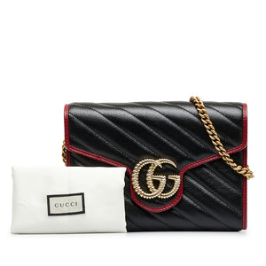 Preloved Gucci GG Marmont Black and Red Small Torchon Crossbody Bag 573807493075 092024 Y