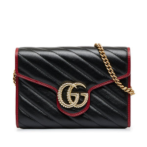 Preloved Gucci GG Marmont Black and Red Small Torchon Crossbody Bag 573807493075 092024 Y