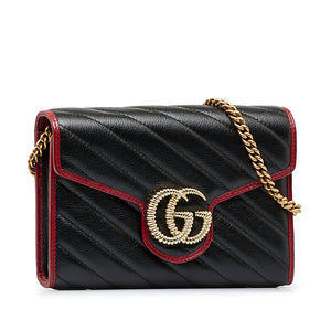 Preloved Gucci GG Marmont Black and Red Small Torchon Crossbody Bag 573807493075 092024 Y